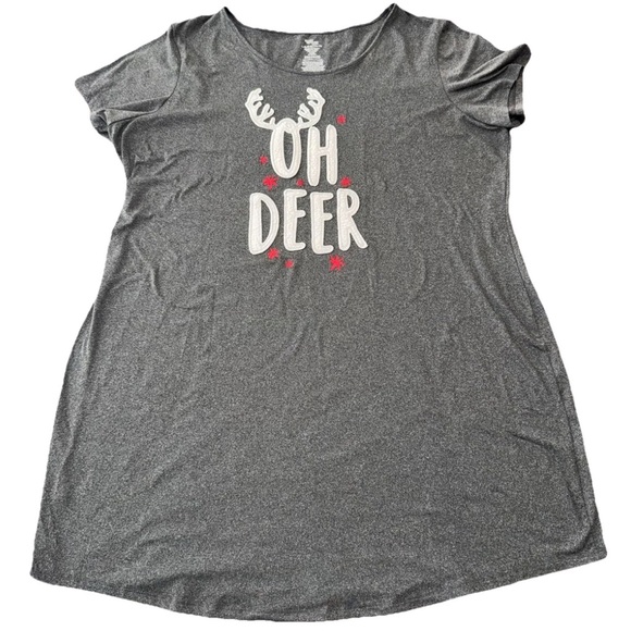 Secret Treasures Other - Secret Treasures L/XL Christmas Sleep Shirt Gray "Oh Deer" Reindeer Nightgown